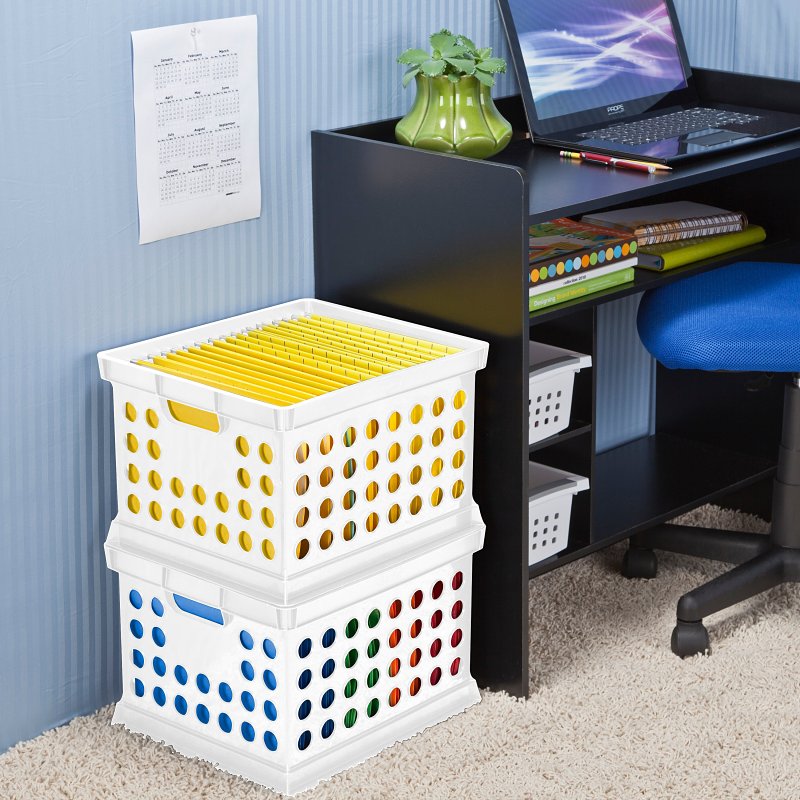 Sterilite 16940806 Storage Crate, 3 qt, Polypropylene, White, 15-5/8 in L, 13-3/4 in W, 10-5/4 in H