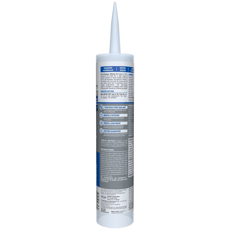 GE Silicone 1 2795576 All Purpose Sealant, Clear, 24 hr Curing, 10.1 fl-oz Cartridge