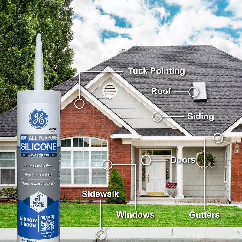 GE Silicone 1 2795576 All Purpose Sealant, Clear, 24 hr Curing, 10.1 fl-oz Cartridge