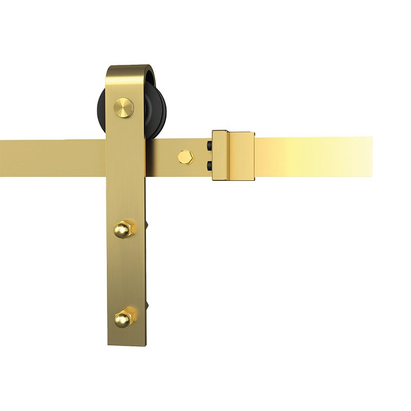Renin SB78RR-BG Barn Door Hardware Kit, 78-3/4 in L Track, Steel, Brushed, For: 36 in Doors