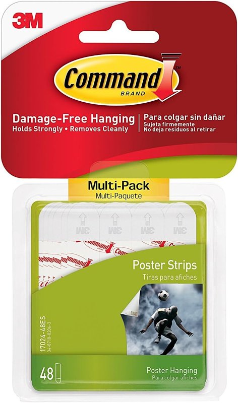Command 17024-48ES Small Poster Strip, Foam Backing, White, 1 lb