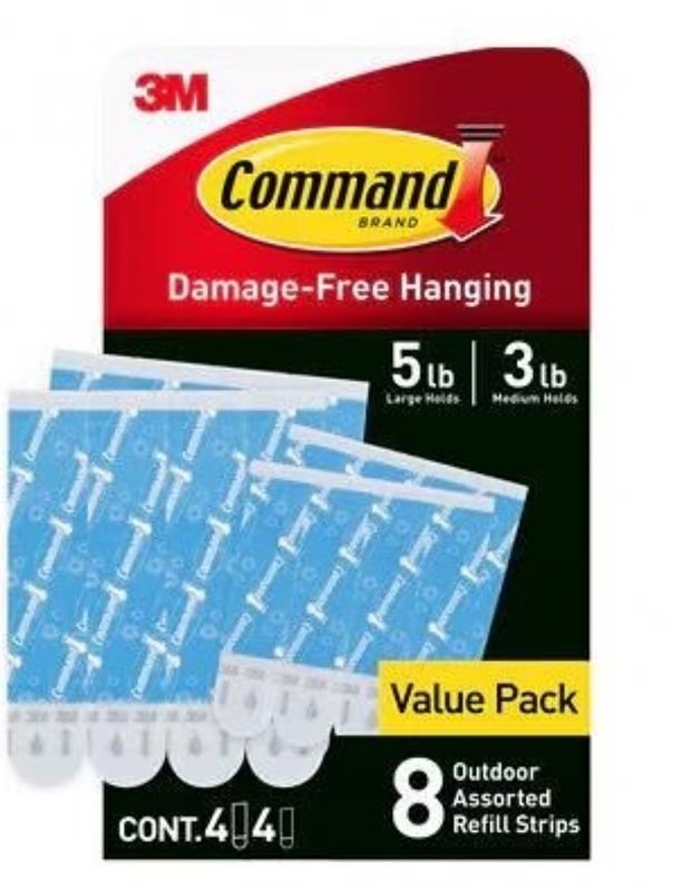 Command 17615AWB-8ESF Adhesive Strip Assortment, 1/32 in Thick, Foam Backing