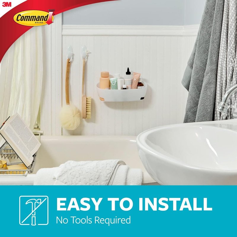 Command BATH11-ESF Shower Caddy, 11.45 in OAL, 4.7 in OAW, Plastic