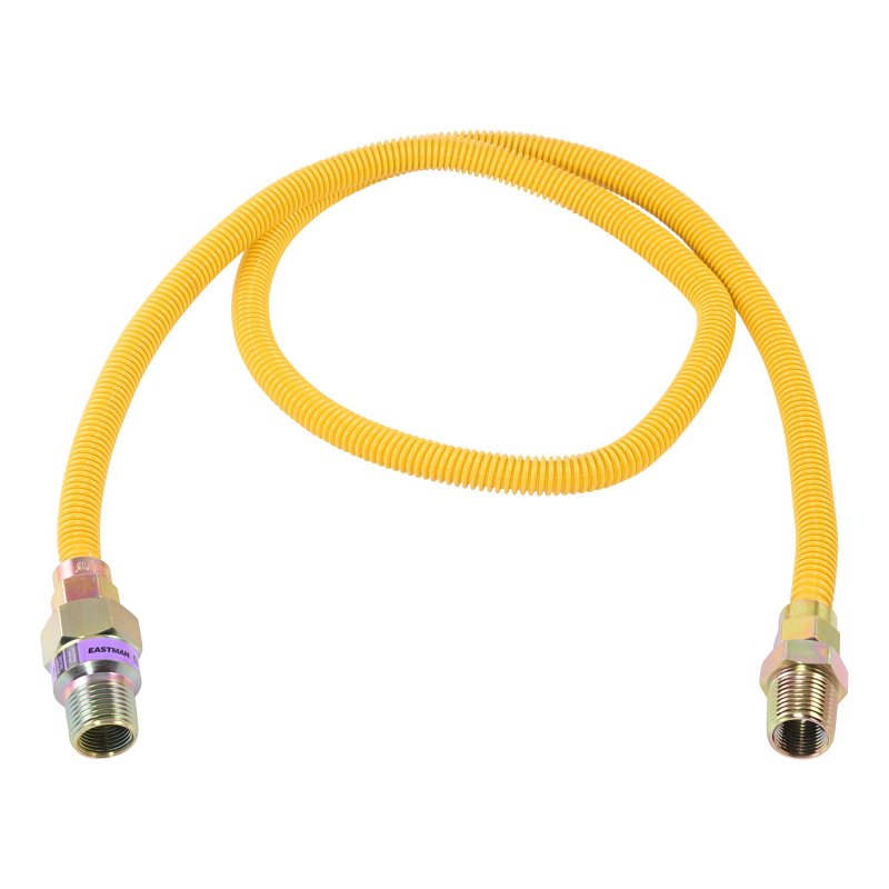 Eastman 10YE50V048B Gas Connector, 3/8 x 1/2 in, FIP x MIP, Stainless Steel, Epoxy-Coated, 48 in L, 3/8 in OD