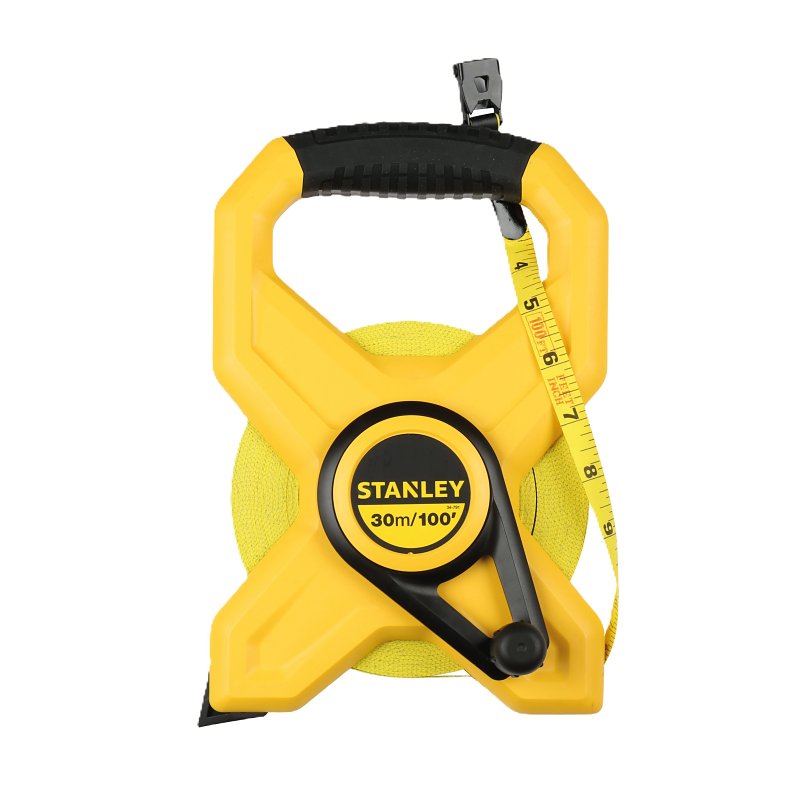 STANLEY 34-791 Tape Measure, 100 ft L Blade, 1/2 in W Blade, Fiberglass/Plastic Blade, ABS/Rubber Case, Imperial & Metric Graduations