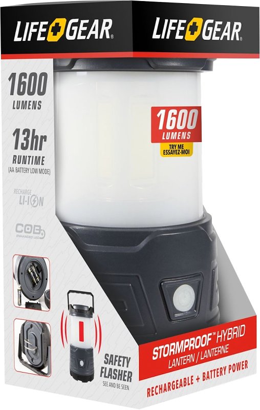 Dorcy 41-3776 Hybrid Lantern, Lithium-Ion Battery, LED Lamp, Black/Gray