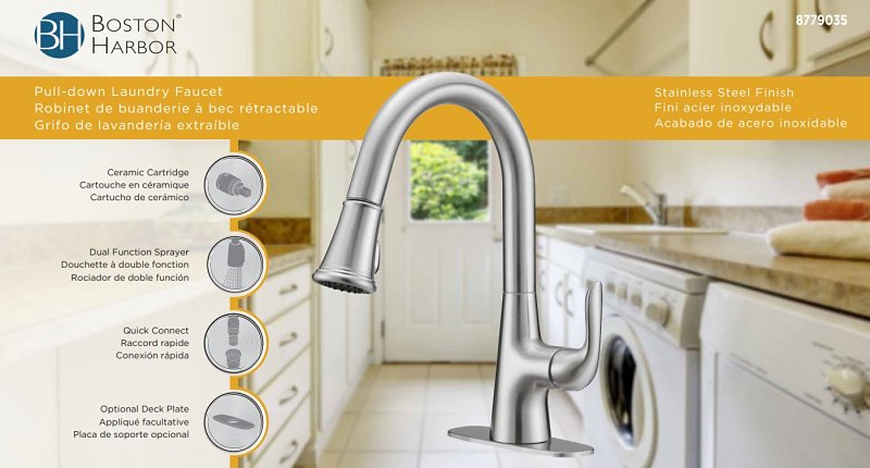 PULL-DOWN LNDRY FAUCET 1H BNIC