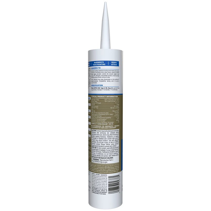 GE Advanced Silicone 2 2811093 Window & Door Sealant, White, 24 hr Curing, 10.1 fl-oz Cartridge