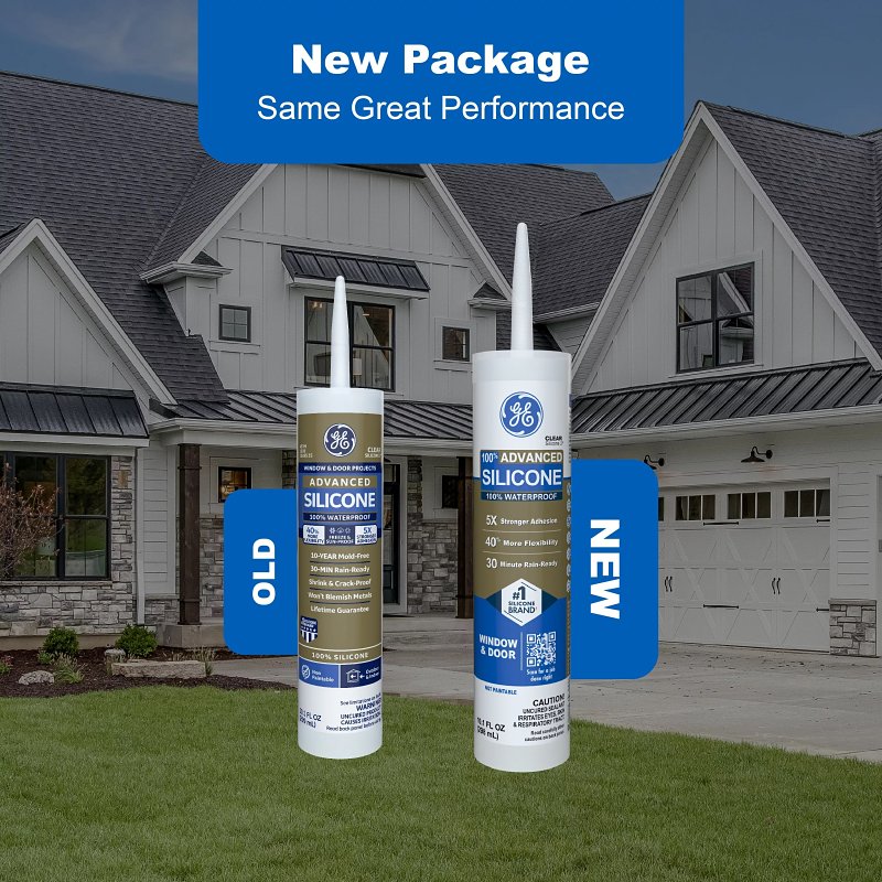 GE Advanced Silicone 2 2813701 Window & Door Sealant, Brown, 24 hr Curing, 10.1 fl-oz Cartridge