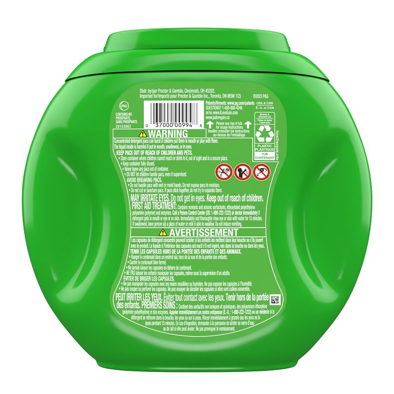 Gain 994 Laundry Detergent Pod, 42, Liquid, Original