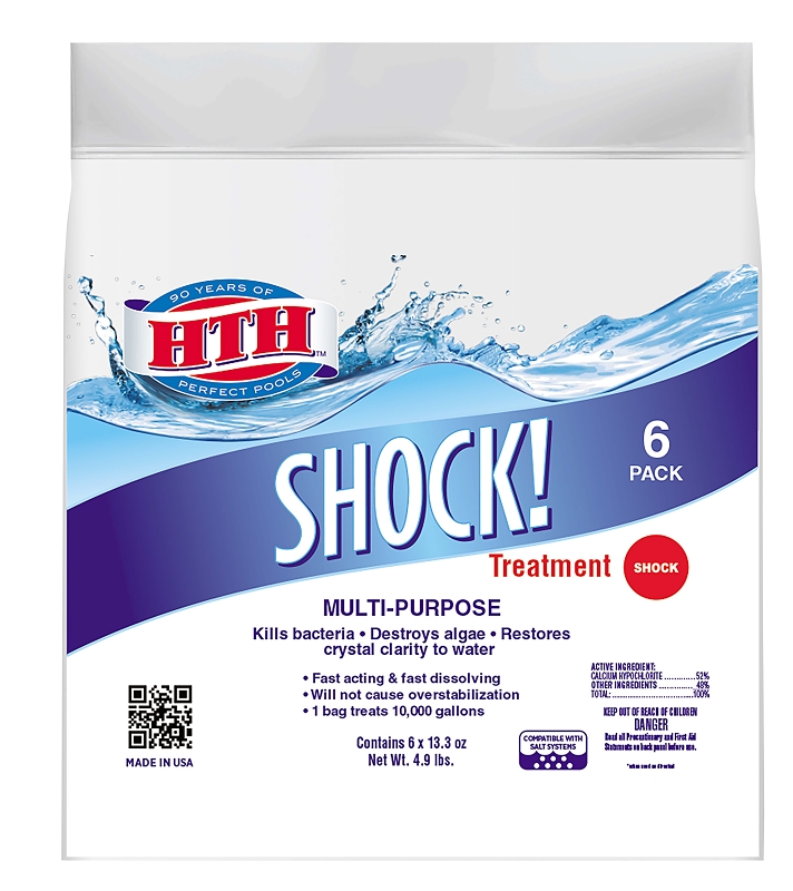 HTH 52015 Pool Shock, 13.3 oz Bag, Granular, Chlorine, White