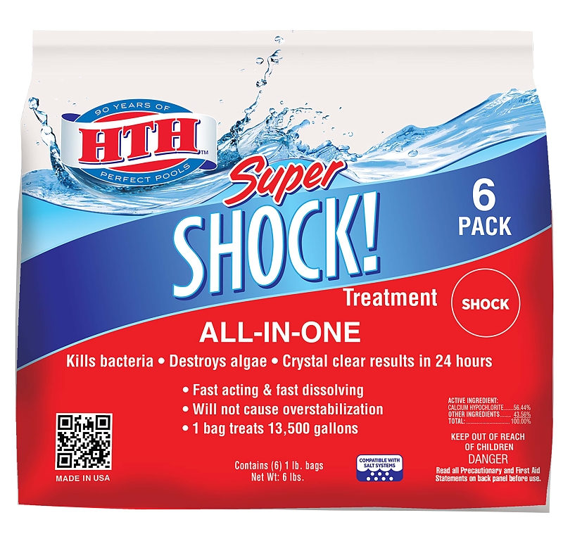 HTH Super Shock 52023 Pool Treatment, Solid, Chlorine-Like, 6 lb