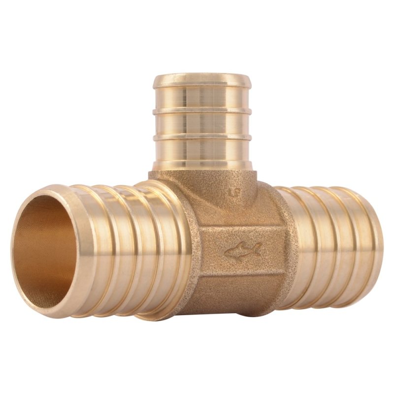 SharkBite UC416LFA Crimp Reducing Tee, 1 x 1 x 3/4 in, Barb, Brass, Copper, 200 psi Pressure
