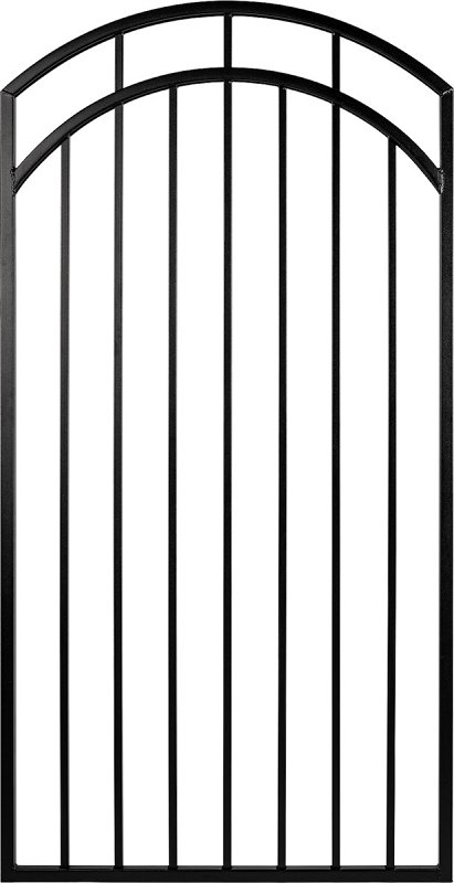 Nuvo Iron Benitoite Series IBGA3368 Arched Top Gate, 33 in W Gate, 68 in H Gate, Steel Frame, Black