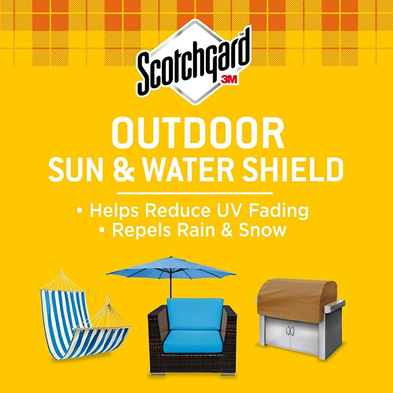 Scotchgard 5019-10UV Water and Sun Shield Fabric Spray, 10.5 oz Can, Liquid, Mineral Spirits, Amber/Milky White