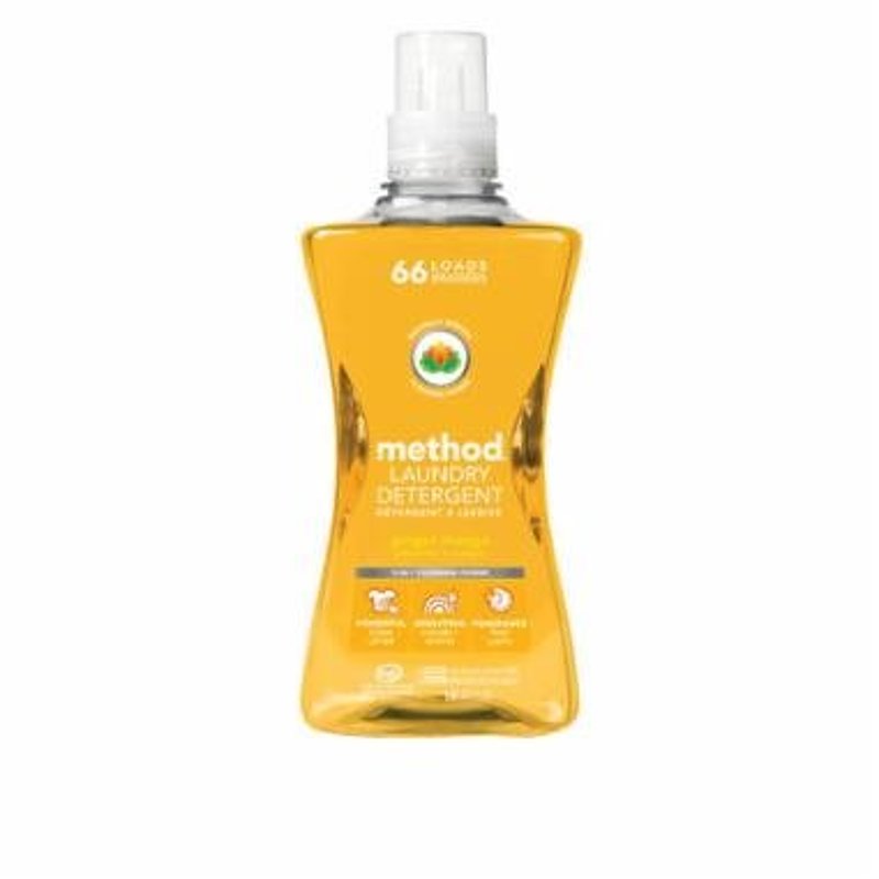 method 1490 Laundry Detergent, 53.5 oz Bottle, Liquid, Ginger Mango