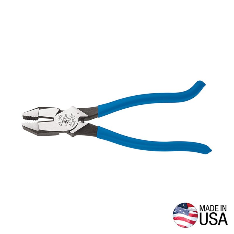 Klein Tools D2000-9ST Ironworker's Plier, 7.281 in L Handle, 9-3/8 in OAL, Blue Handle, Hook Bend Handle