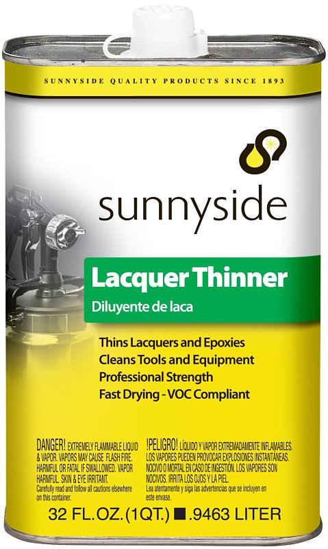 Sunnyside 47732 Lacquer Thinner, Liquid, Acetic, Clear, 1 qt, Can