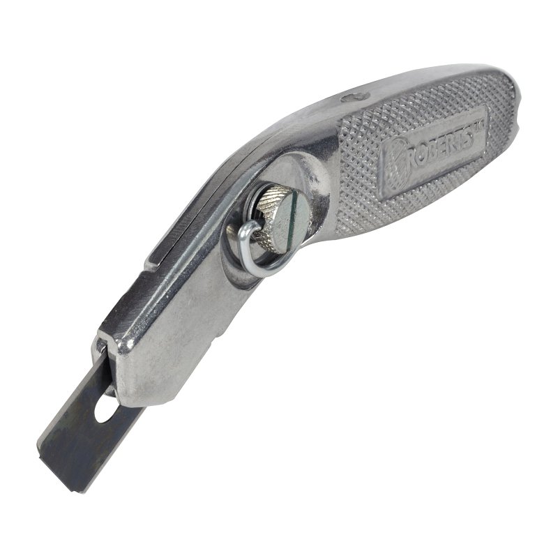 Roberts 10-215 Razor Blade Knife, 1-3/4 in W Blade, Carbon Steel Blade, Checkered Handle, Aluminum Handle