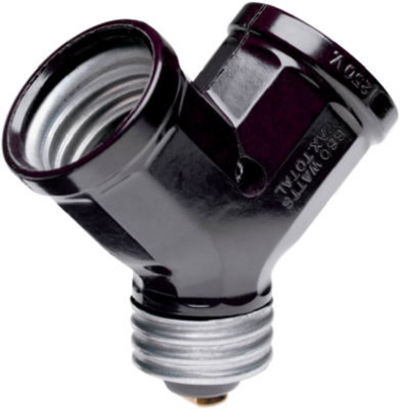 Legrand 128 Single to Twin Lamp Holder Adapter, 660 W, Brown