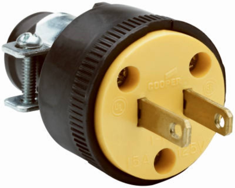 Legrand 111MCCC10 Electrical Connector, 2 -Pole, 15 A, 125 V, Male, NEMA: NEMA 1-15P, Black