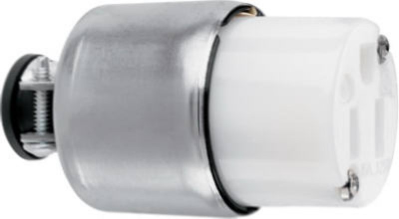 Legrand PS515CACC20 Armored Connector, 2 -Pole, 15 A, 125 V, NEMA: NEMA 5-15R, White