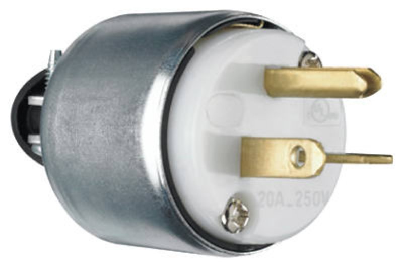 Legrand PS620PACC20 Armored Plug, 2 -Pole, 20 A, 250 V, NEMA: NEMA 6-20P, White