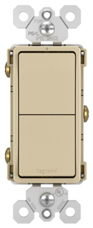 Legrand radiant RCD11ICC6 Decorator Switch, 15 A, 120/125 VAC, Back Wire, Side Wire Terminal, Ivory