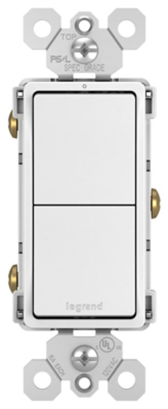 Legrand radiant RCD11WCC6 Decorator Switch, 15 A, 120/125 VAC, Back Wire, Side Wire Terminal, White