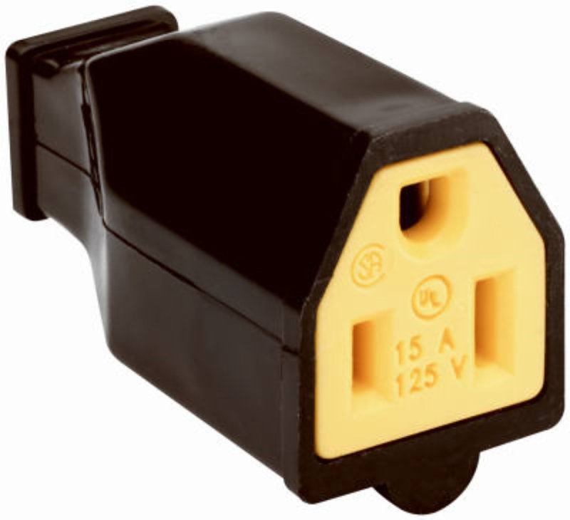 Pass & Seymour SA993BKCC10 Plug and Connector, 2-Pole, 15 A, 125 V, NEMA: NEMA 5-15R, Black