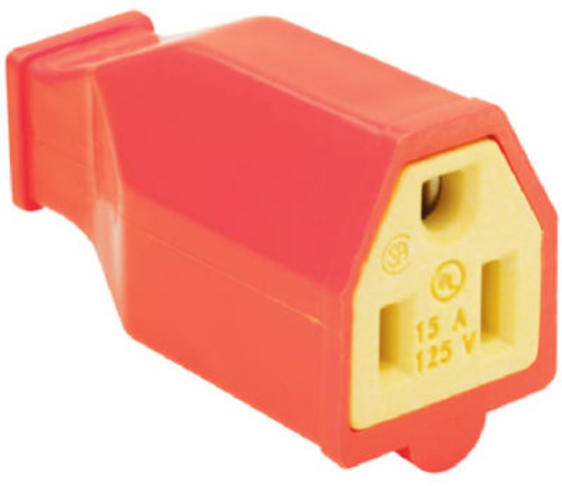 Pass & Seymour SA993OCC10 Electrical Connector, Straight Blade, 2-Pole, 15 A, 125 V, NEMA: NEMA 5-15R, Orange