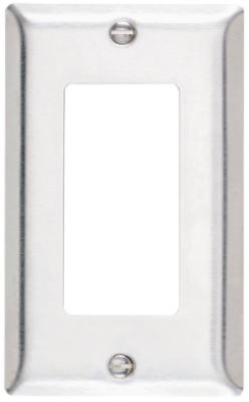 Legrand SS26CC25 Wallplate, Decorative, 4-1/2 in L, 2-3/4 in W, 1-Gang, Stainless Steel, Silver, Brushed