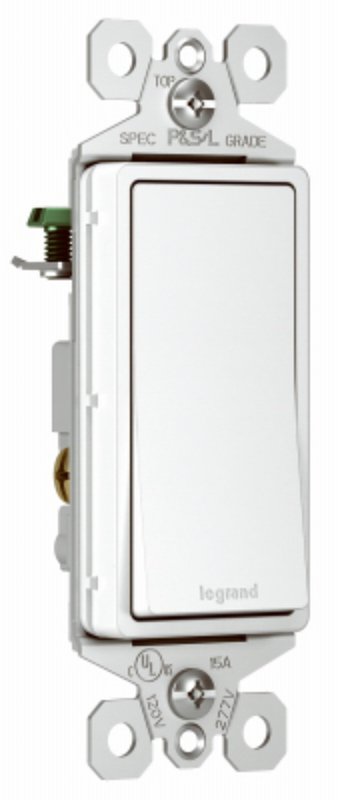 Legrand radiant Series TM873WCC10 Paddle Switch, 15 A, 120/277 VAC, Push Wire, Side Wire Terminal, White, 3-Pole