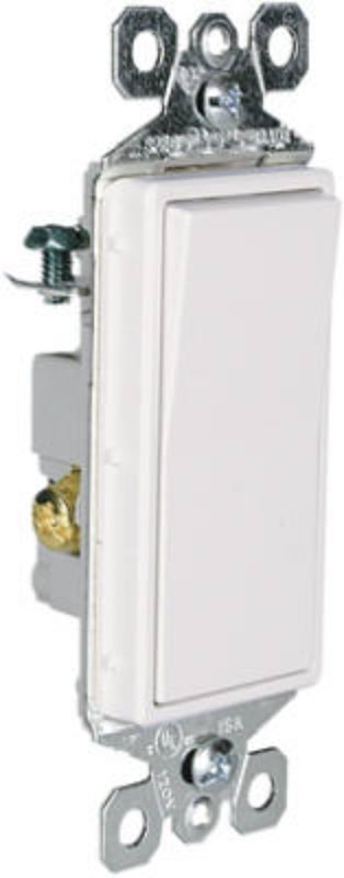 Legrand TM873WSLCC10 Rocker Switch, 15 A, 120/277 V, 3-Way, Screw Terminal, Thermoplastic Housing Material, White