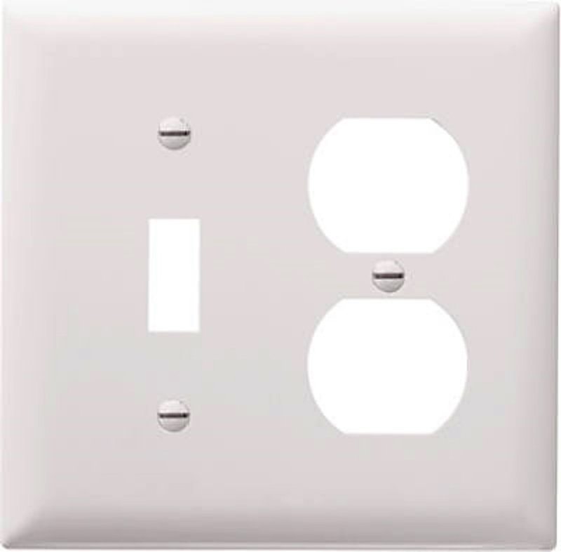 Legrand TradeMaster TP TP18-W Combination Wallplate, 4.7 in L, Standard, 2 -Gang, Nylon, White