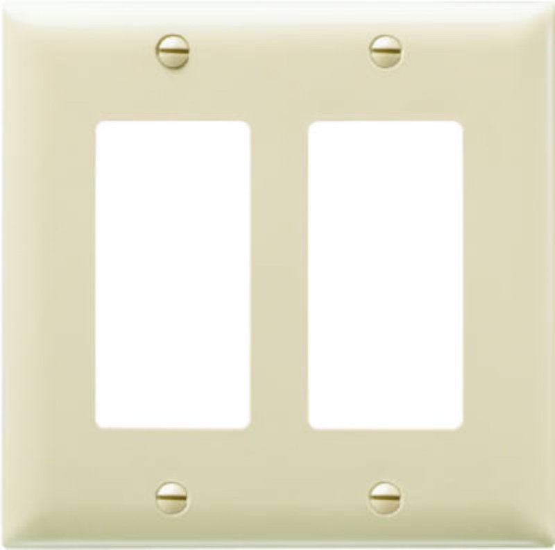 Legrand TradeMaster TP262ICC30 Switch Wallplate, 4-11/16 in L, 4-3/4 in W, 2 -Gang, Nylon, Ivory, Matte