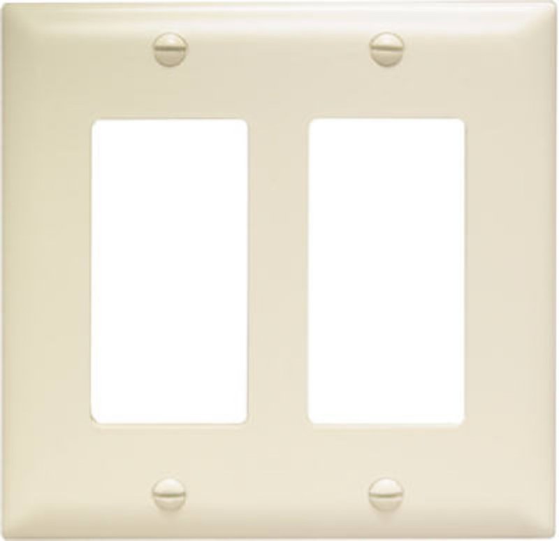 Legrand TradeMaster TP TP262LACC30 Wallplate, 4.6875 in L, 4-3/4 in W, 2 -Gang, Nylon, Light Almond