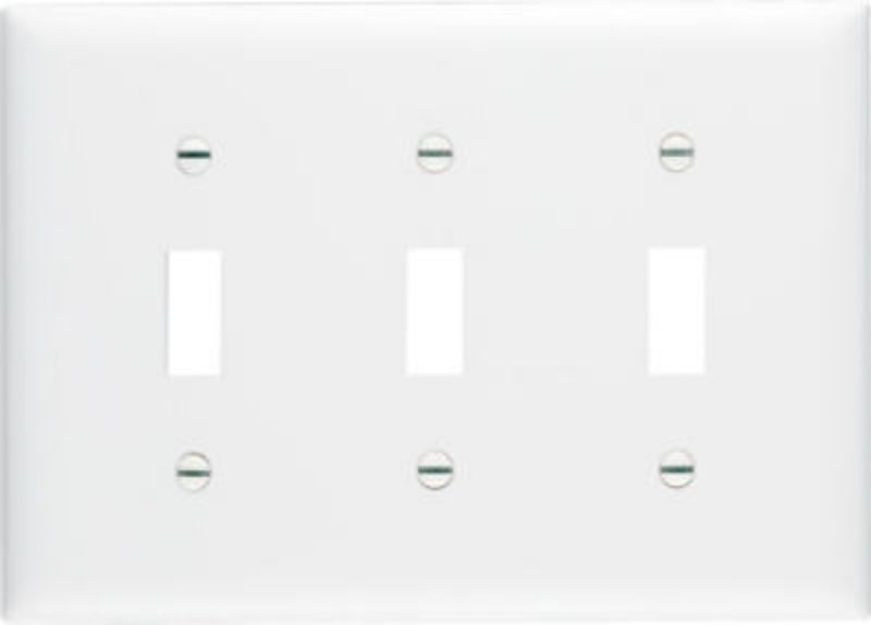 Legrand TP3WCC12 Switch Wallplate, 4.68 in L, 6-1/2 in W, 3 -Gang, Nylon, White
