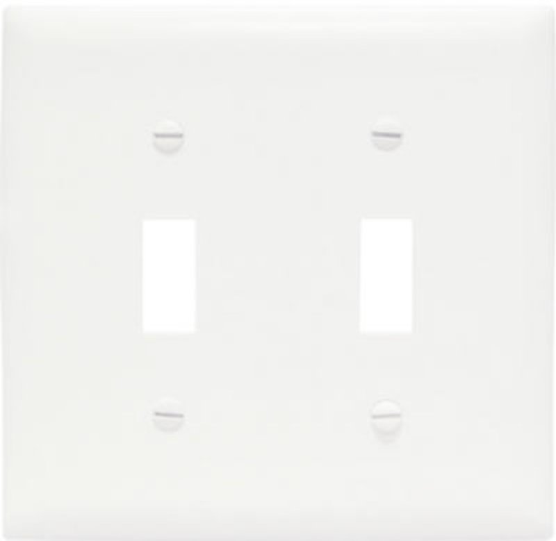 Legrand TPJ2WCC10 Wallplate, 4.93 in L, 4.87 in W, 2 -Gang, Nylon, White