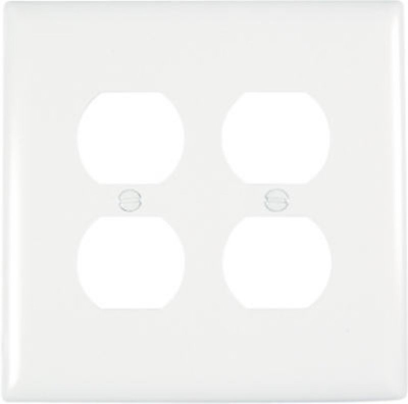 Legrand TradeMaster TPJ Series TPJ82WCC10 Wallplate, 5.0625 in L, 5-1/8 in W, Jumbo, 2-Gang, Plastic, White