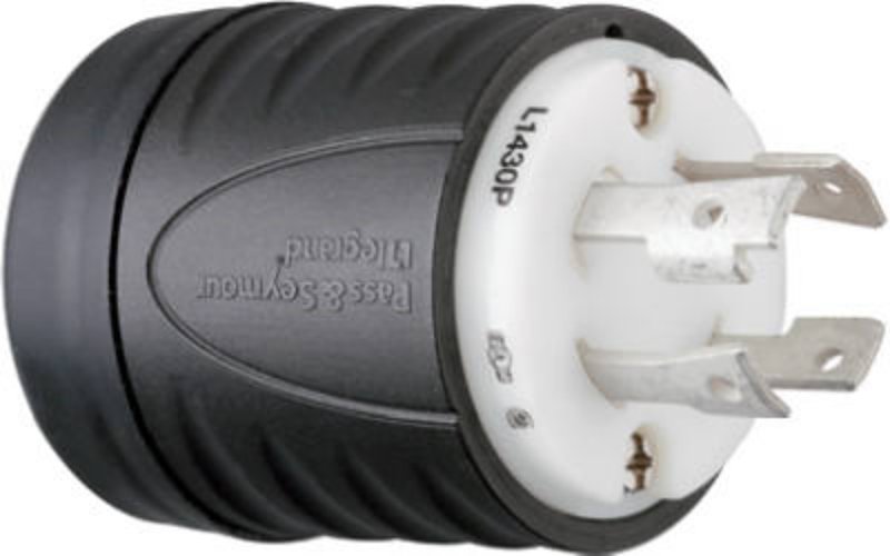 Legrand L1430PCCV3 Locking Connector, 30 A, 125/250 V, NEMA: NEMA L14-30C, Black