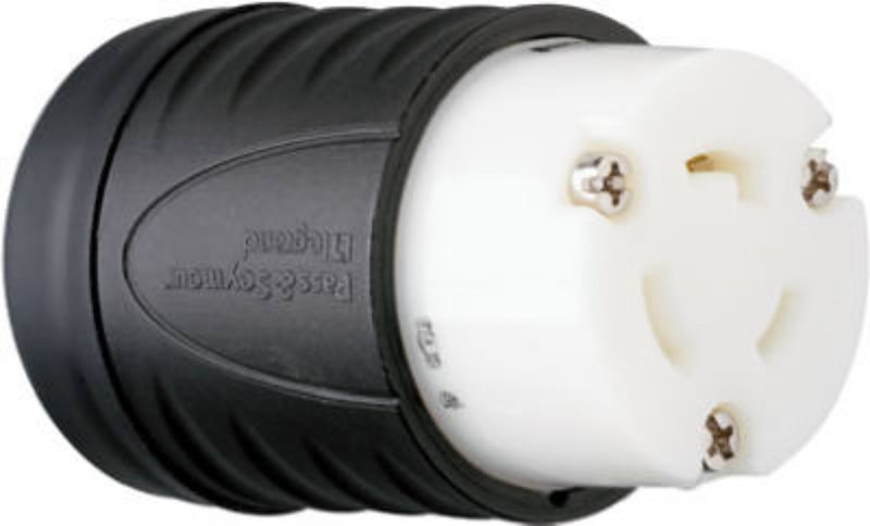 Legrand Turnlok L520CCCV3 Locking Connector, 2 -Pole, 20 A, 125 V, IP20, NEMA: NEMA L5-20R, Black/White