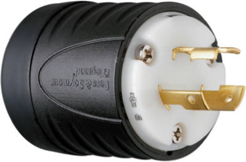 Legrand Turnlok L520PCCV3 Locking Plug, 2 -Pole, 20 A, 125 V, IP20, NEMA: NEMA L5-20P, Black/White