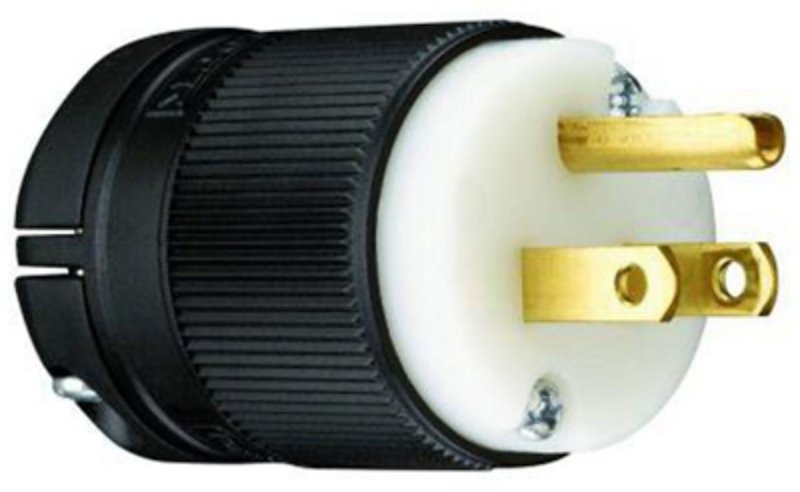 Legrand Camp-Lock PS515PCLBCCV4 Electrical Plug, 15 A, 125 V, NEMA: NEMA 5-15P, Black/White