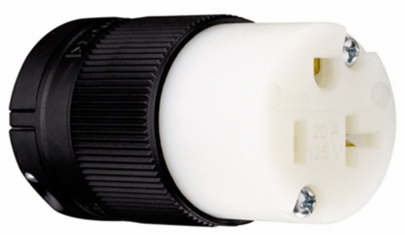 Legrand Camp-Lock PS520CCLBCCV4 Electrical Connector, 2 -Pole, 20 A, 125 V, NEMA: NEMA 5-20R, Black/White