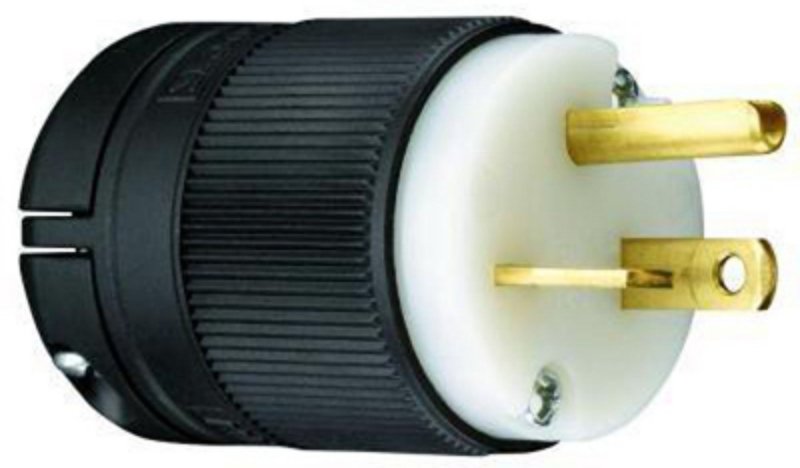 Legrand Camp-Lock PS520PCLB Electrical Plug, 2 -Pole, 20 A, 125 V, NEMA: NEMA 5-20P, Black/White