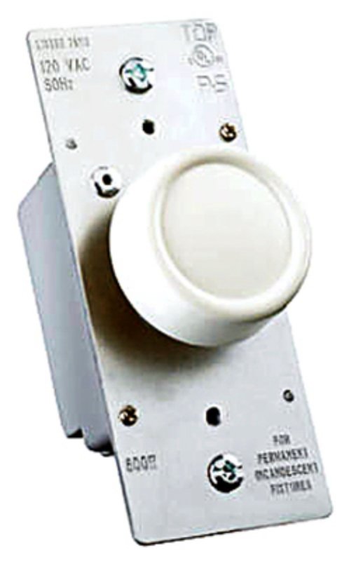 Legrand R600PLTKV Rotary Dimmer, 120 V, 600 W, Incandescent Lamp, Ivory