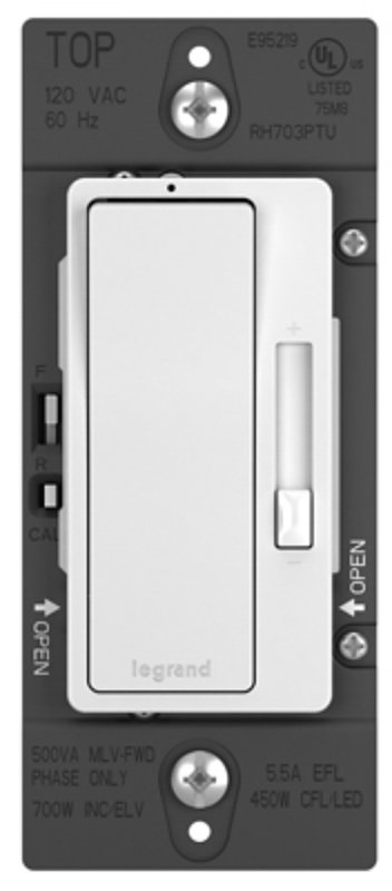 Legrand radiant RH703PTUTCCCV4 Dimmer, 120 VAC, CFL, EFL, ELV, Halogen, Incandescent, LED, MLB Lamp, 3-Way