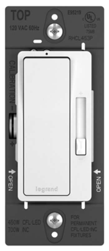 Legrand RHCL453PTCCCV6 Dimmer, 5.5 A, 120 VAC, 450, 703 W, CFL, Incandescent, LED Lamp