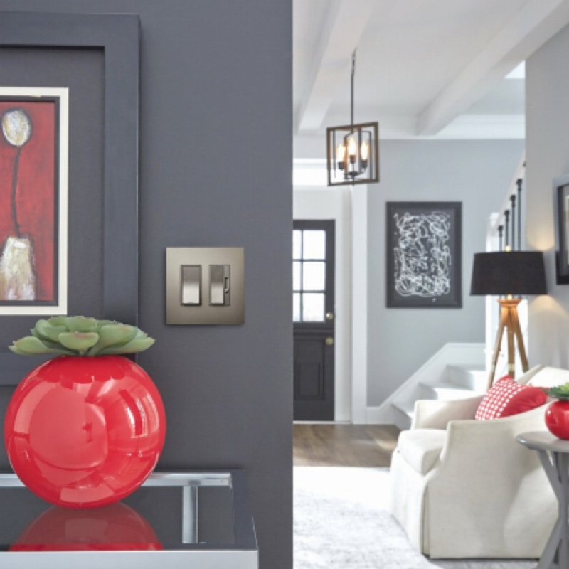 Legrand radiant RWP262NICC6 Wallplate, 4.94 in L, 4.96 in W, 2 -Gang, Polycarbonate, Silver, Nickel